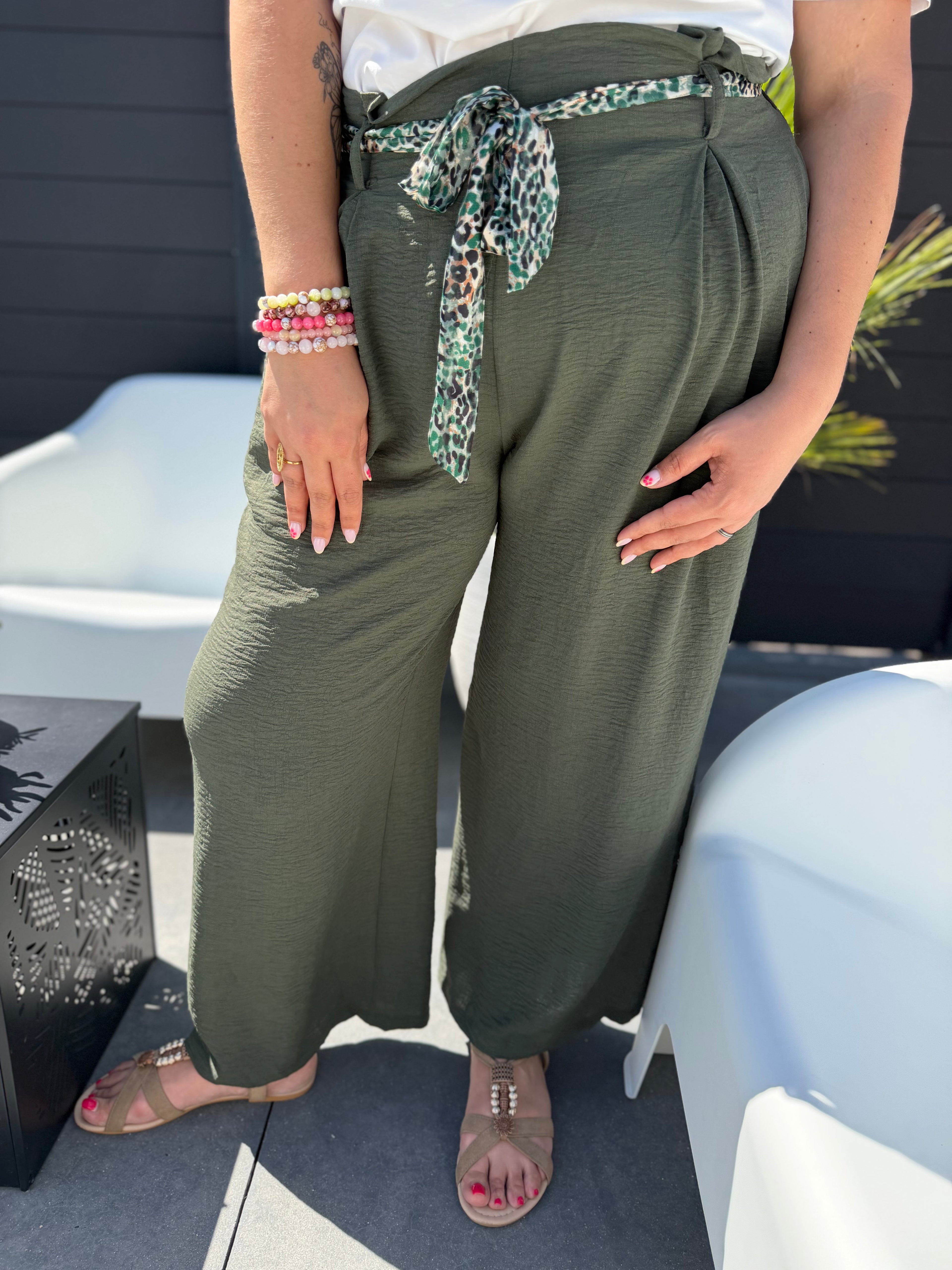 Pantalon fluide Marina kaki