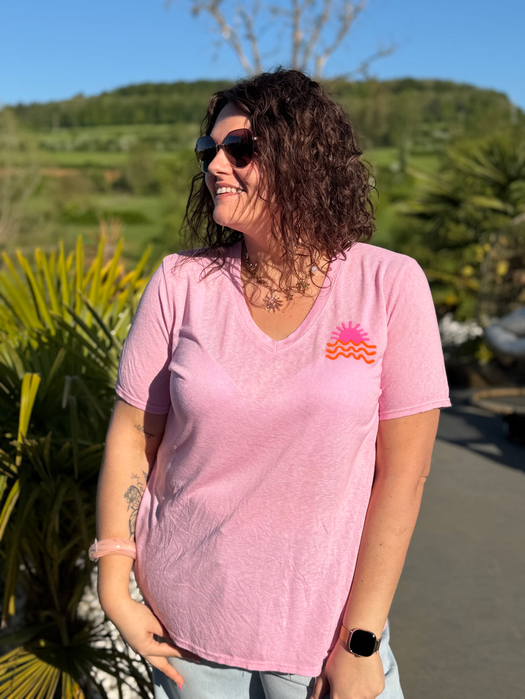 T-shirt soleil rose