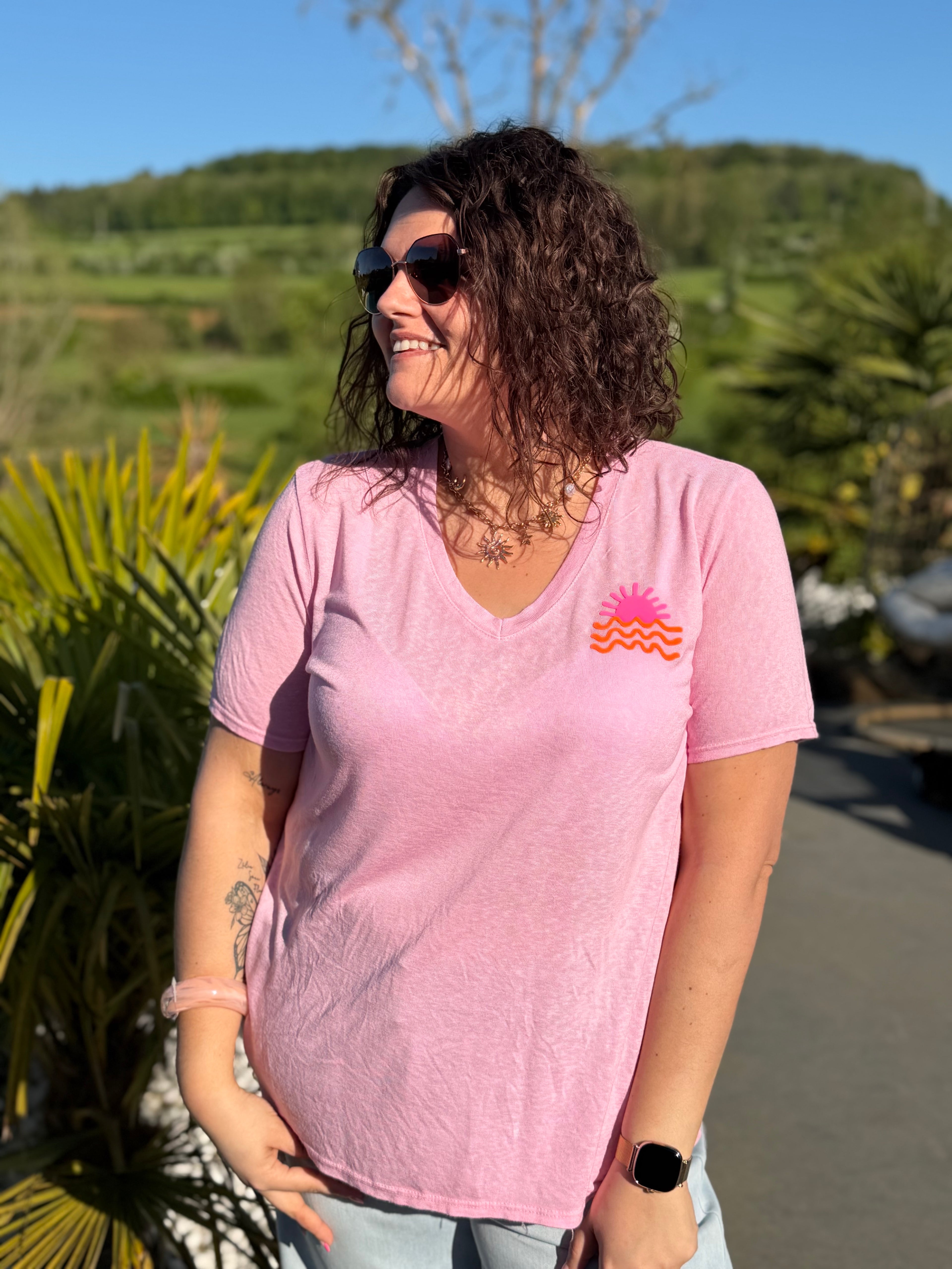 T-shirt soleil rose