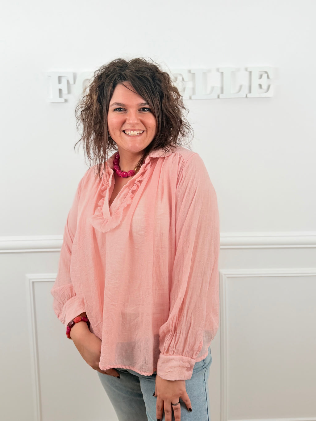 Blouse fluide Loana rose poudré