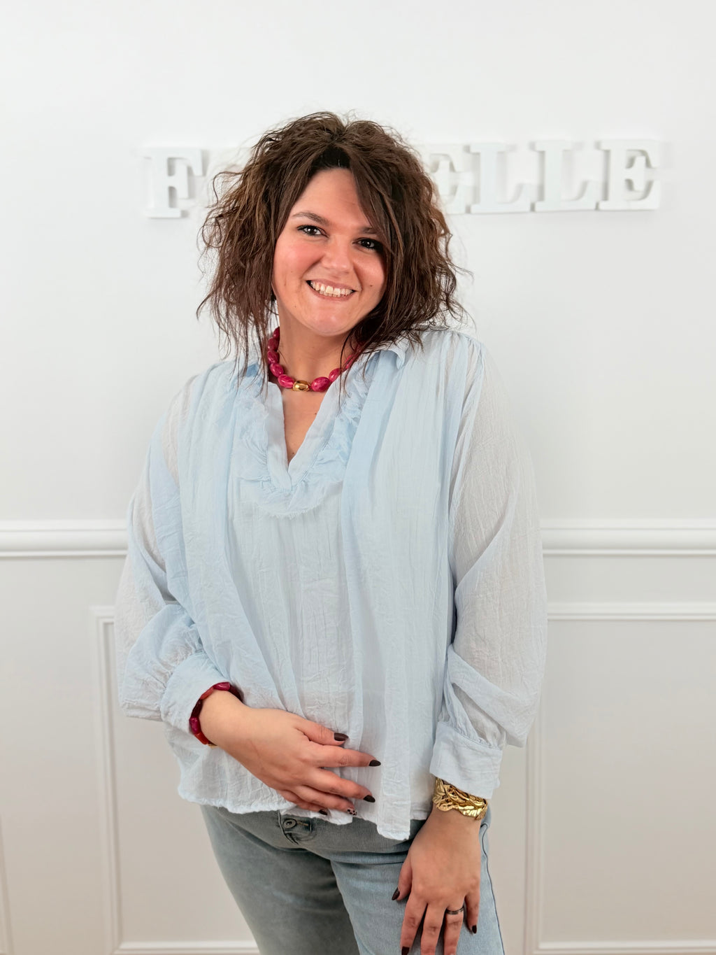 Blouse fluide Loana bleu pastel